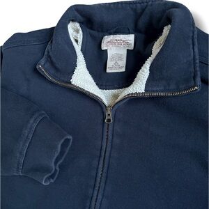 LL Bean Katahdin Iron Works Full Zip Sweater Fleece Lined Blue Mens Extra Large